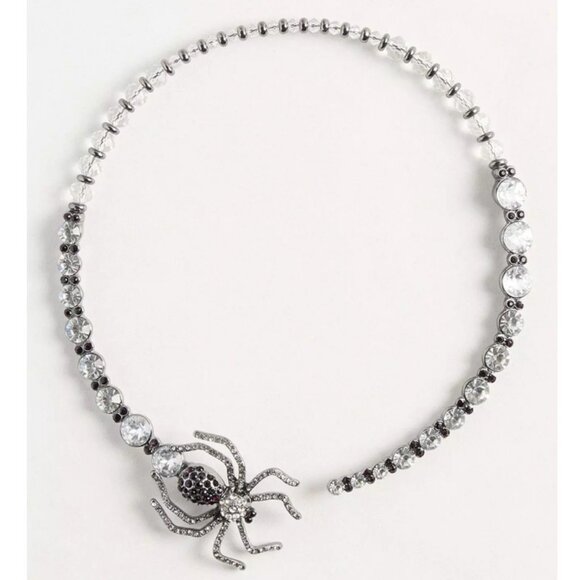 NEW Torrid Bejeweled Spider Rhinestone Hematite Statement Necklace - Picture 1 of 12